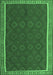 Machine Washable Oriental Emerald Green Traditional Area Rugs, wshcon2248emgrn