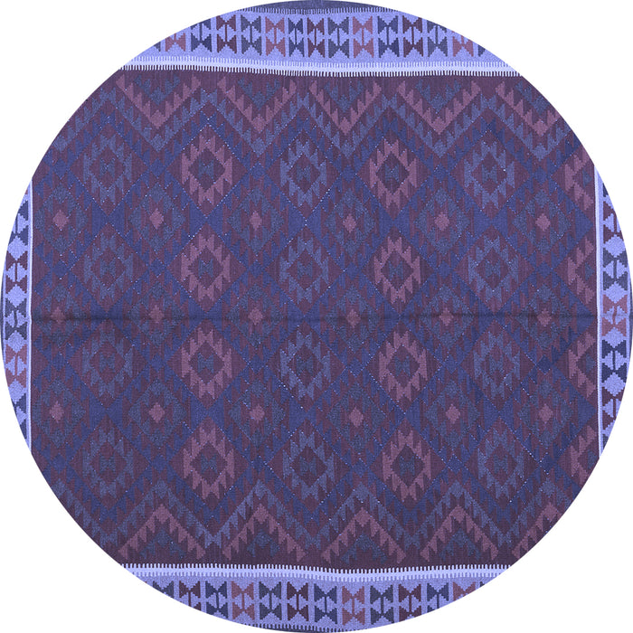 Round Machine Washable Oriental Blue Traditional Rug, wshcon2248blu