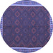 Round Machine Washable Oriental Blue Traditional Rug, wshcon2248blu