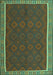 Machine Washable Oriental Turquoise Traditional Area Rugs, wshcon2248turq