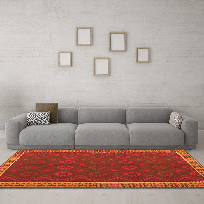 Machine Washable Oriental Orange Traditional Area Rugs in a Living Room, wshcon2248org
