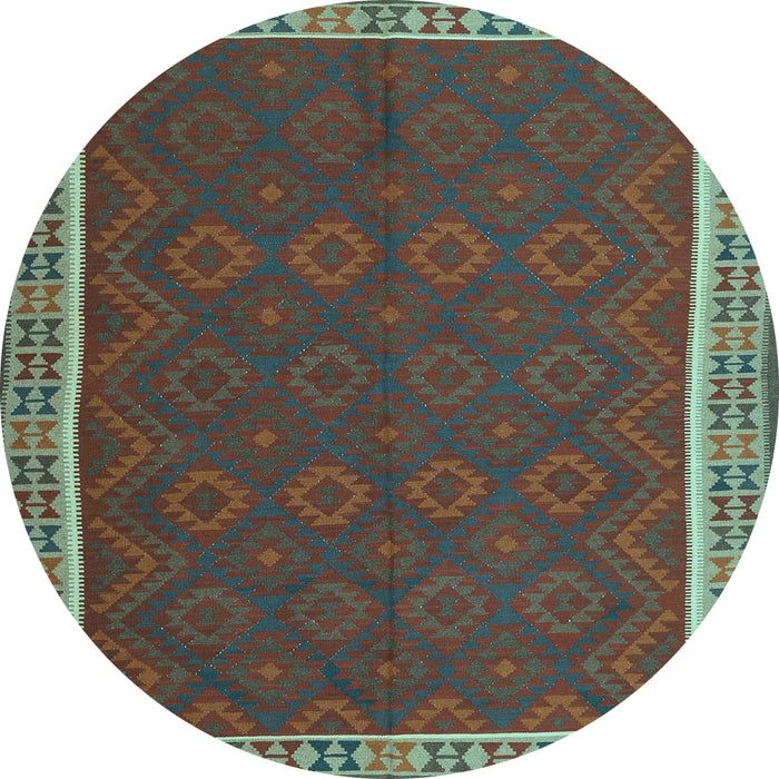 Round Machine Washable Oriental Light Blue Traditional Rug, wshcon2248lblu