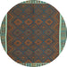 Round Machine Washable Oriental Light Blue Traditional Rug, wshcon2248lblu