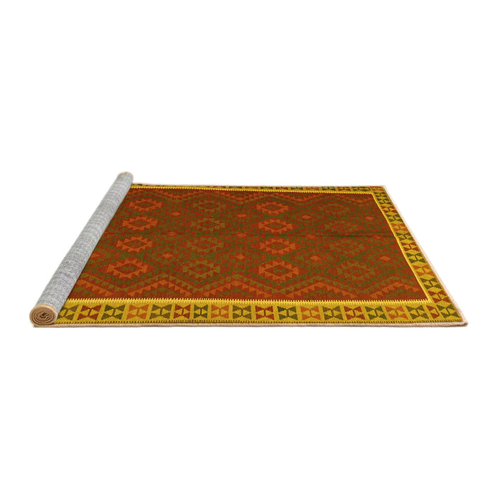 Sideview of Machine Washable Oriental Yellow Traditional Rug, wshcon2248yw