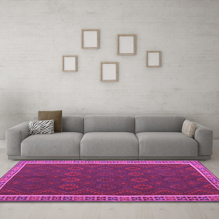 Machine Washable Oriental Purple Traditional Area Rugs in a Living Room, wshcon2248pur