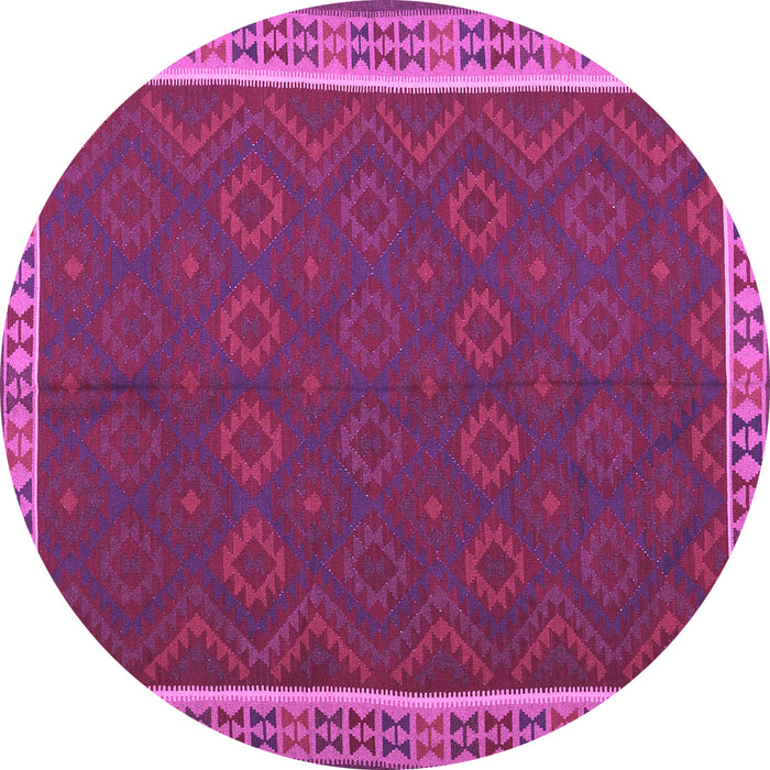 Round Machine Washable Oriental Purple Traditional Area Rugs, wshcon2248pur