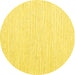 Round Machine Washable Solid Yellow Modern Rug, wshcon2249yw