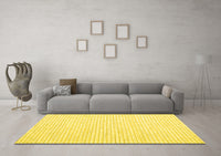 Machine Washable Solid Yellow Modern Rug, wshcon2249yw