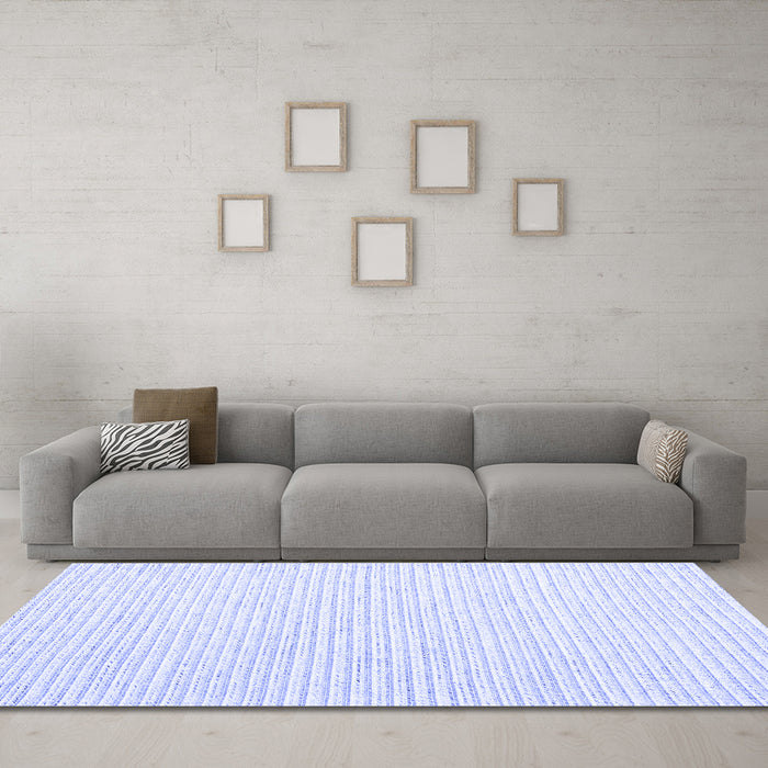 Machine Washable Solid Blue Modern Rug in a Living Room, wshcon2249blu