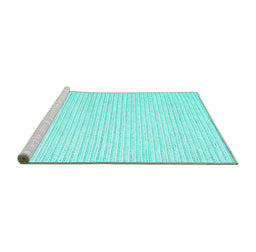 Sideview of Machine Washable Solid Turquoise Modern Area Rugs, wshcon2249turq