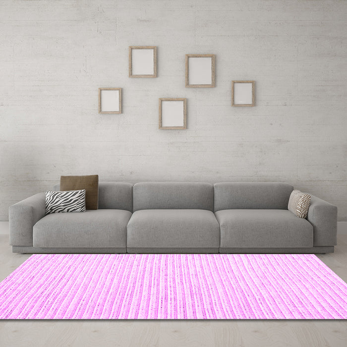 Machine Washable Solid Pink Modern Rug in a Living Room, wshcon2249pnk