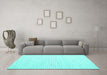 Machine Washable Solid Turquoise Modern Area Rugs in a Living Room,, wshcon2249turq