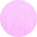 Round Machine Washable Solid Pink Modern Rug, wshcon2249pnk