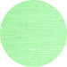 Round Machine Washable Solid Emerald Green Modern Area Rugs, wshcon2249emgrn