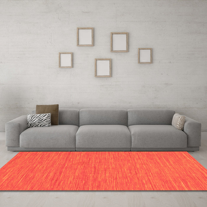 Machine Washable Abstract Orange Contemporary Area Rugs in a Living Room, wshcon224org