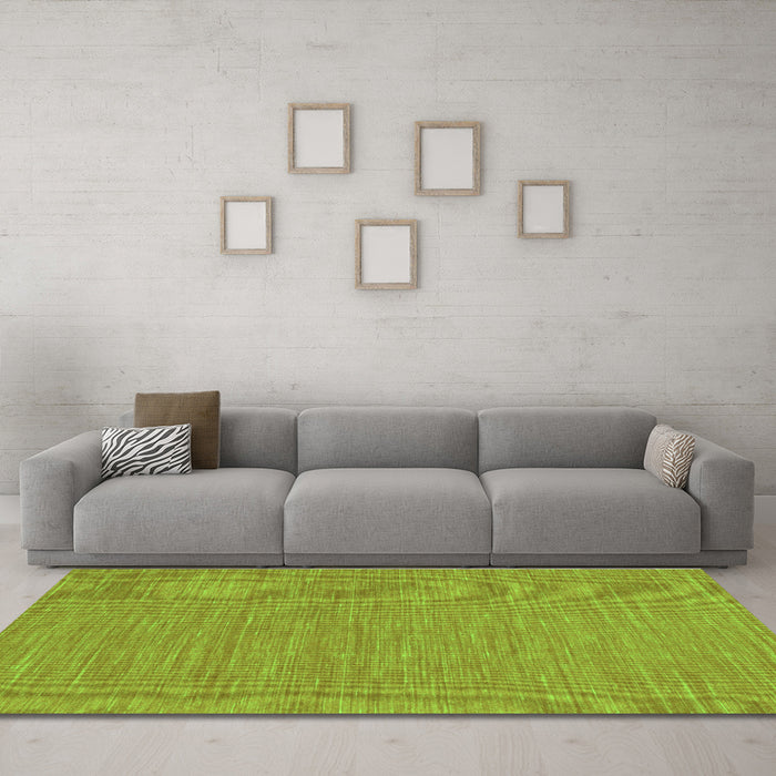 Machine Washable Abstract Green Contemporary Area Rugs in a Living Room,, wshcon224grn