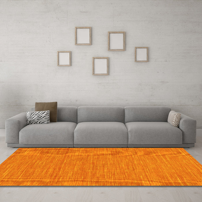 Machine Washable Abstract Yellow Contemporary Rug in a Living Room, wshcon224yw