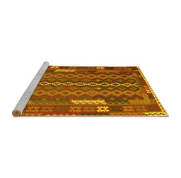 Sideview of Machine Washable Oriental Yellow Traditional Rug, wshcon2250yw