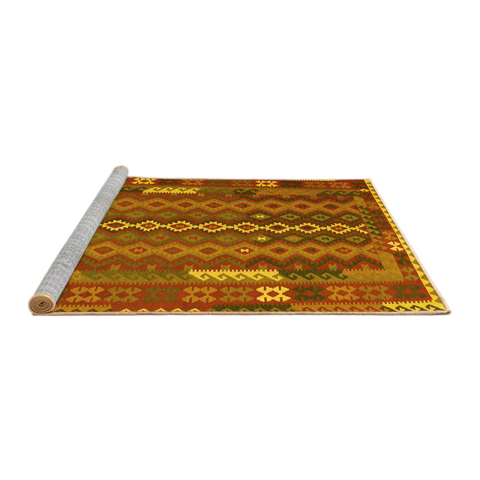 Sideview of Machine Washable Oriental Yellow Traditional Rug, wshcon2250yw
