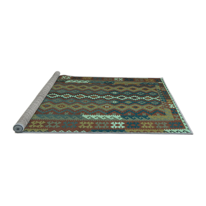 Sideview of Machine Washable Oriental Light Blue Traditional Rug, wshcon2250lblu