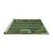 Sideview of Machine Washable Oriental Turquoise Traditional Area Rugs, wshcon2250turq