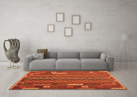 Machine Washable Oriental Orange Traditional Rug, wshcon2250org