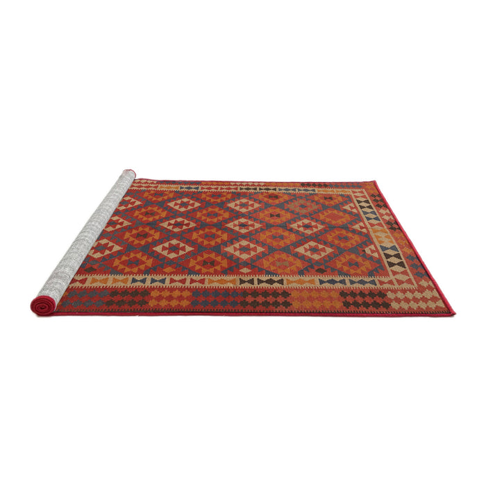 Serging Thickness of Machine Washable Contemporary Red Rug, wshcon2251