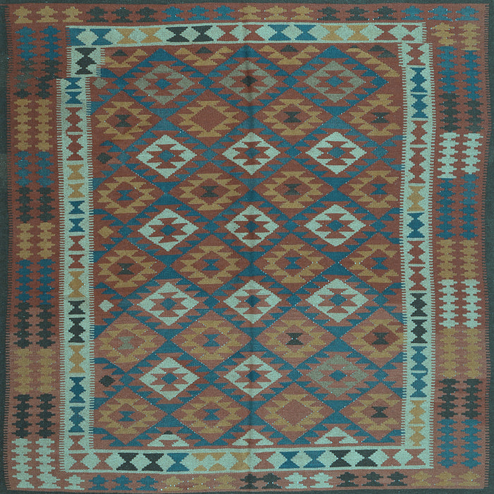 Square Machine Washable Oriental Light Blue Traditional Rug, wshcon2251lblu