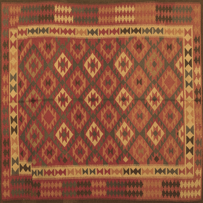 Square Machine Washable Oriental Brown Traditional Rug, wshcon2251brn