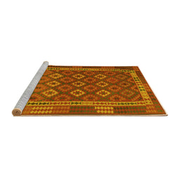 Sideview of Machine Washable Oriental Yellow Traditional Rug, wshcon2251yw
