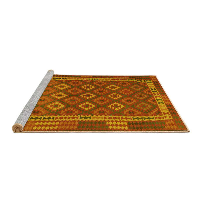 Sideview of Machine Washable Oriental Yellow Traditional Rug, wshcon2251yw