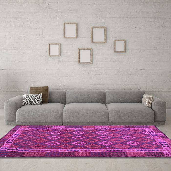Machine Washable Oriental Purple Traditional Area Rugs in a Living Room, wshcon2251pur