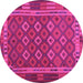 Round Oriental Pink Traditional Rug, con2251pnk