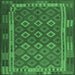 Square Machine Washable Oriental Emerald Green Traditional Area Rugs, wshcon2251emgrn