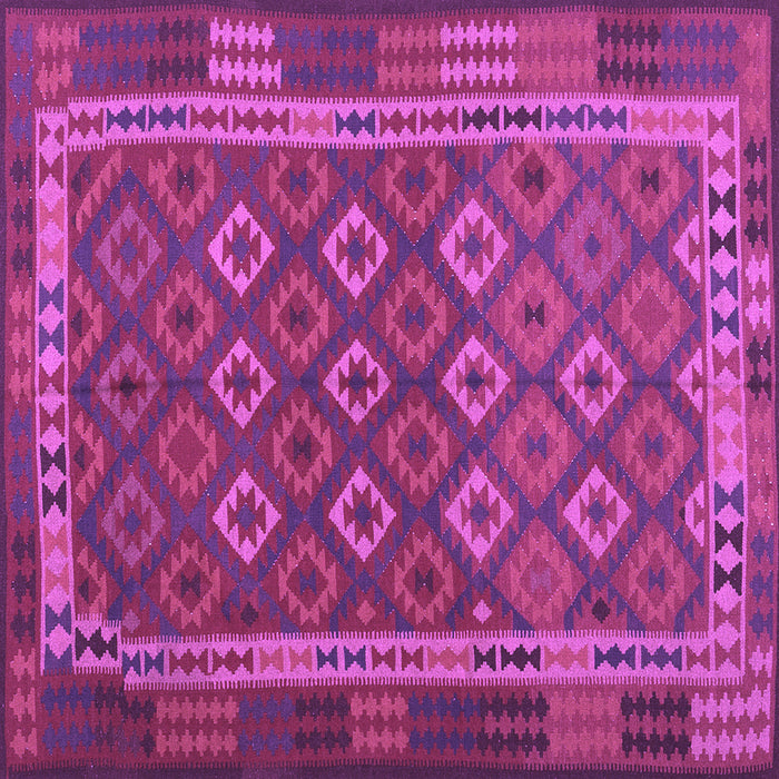 Square Machine Washable Oriental Purple Traditional Area Rugs, wshcon2251pur