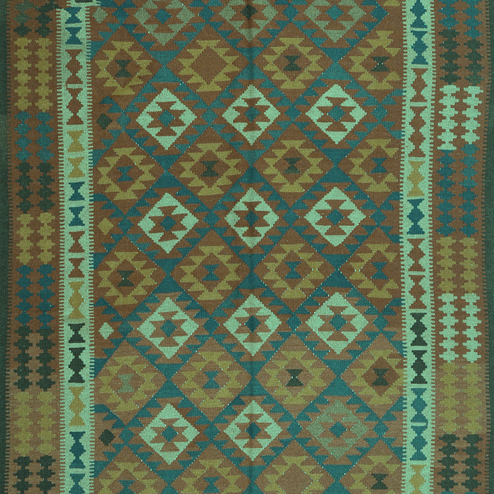 Machine Washable Oriental Turquoise Traditional Area Rugs, wshcon2251turq