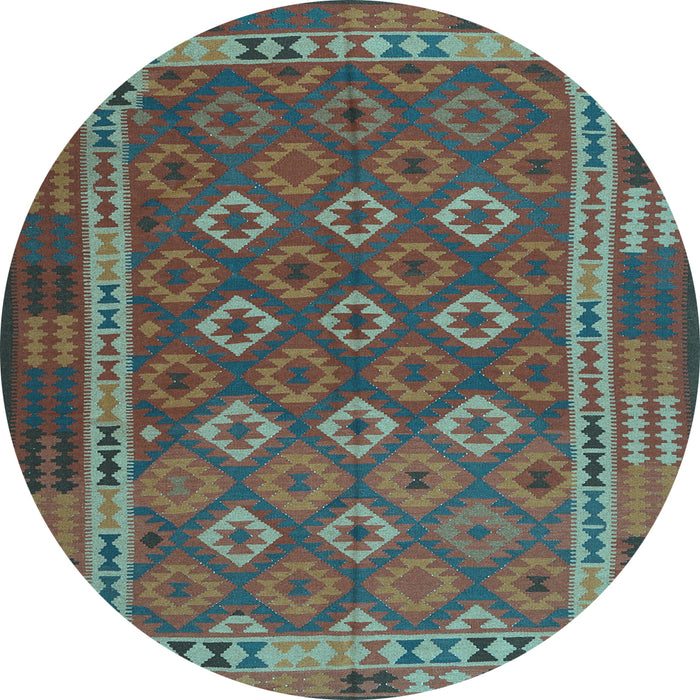 Round Oriental Light Blue Traditional Rug, con2251lblu