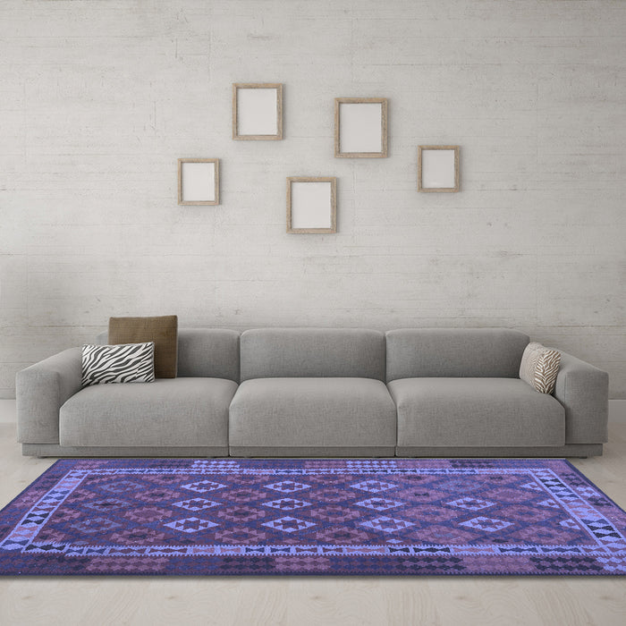 Machine Washable Oriental Blue Traditional Rug in a Living Room, wshcon2251blu