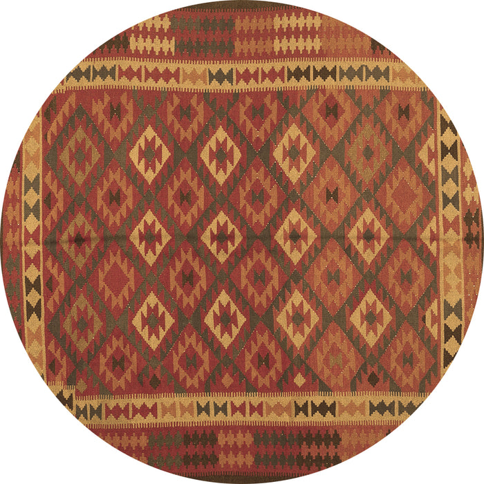 Round Machine Washable Oriental Brown Traditional Rug, wshcon2251brn