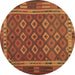 Round Oriental Brown Traditional Rug, con2251brn