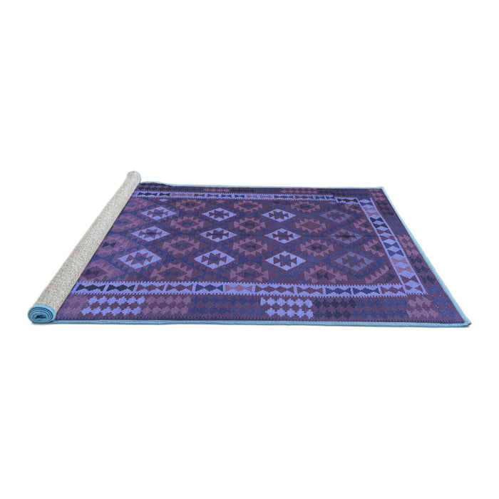 Sideview of Machine Washable Oriental Blue Traditional Rug, wshcon2251blu