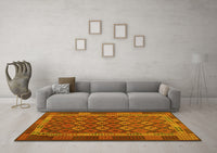 Machine Washable Oriental Yellow Traditional Rug, wshcon2251yw