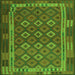 Round Machine Washable Oriental Green Traditional Area Rugs, wshcon2251grn