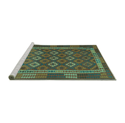 Sideview of Machine Washable Oriental Turquoise Traditional Area Rugs, wshcon2251turq