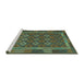 Sideview of Machine Washable Oriental Turquoise Traditional Area Rugs, wshcon2251turq