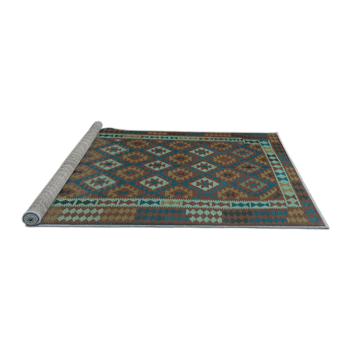Sideview of Machine Washable Oriental Light Blue Traditional Rug, wshcon2251lblu