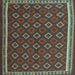 Square Machine Washable Oriental Light Blue Traditional Rug, wshcon2252lblu