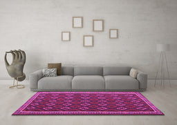 Machine Washable Oriental Purple Traditional Area Rugs in a Living Room, wshcon2252pur