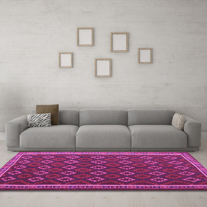 Machine Washable Oriental Purple Traditional Area Rugs in a Living Room, wshcon2252pur