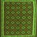 Round Machine Washable Oriental Green Traditional Area Rugs, wshcon2252grn